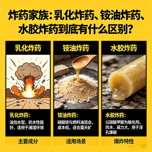 望奎炸药家族：乳化炸药、铵油炸药、水胶炸药到底有什么区别？